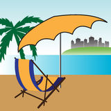 Extensible Chair And Umbrella Royalty Free Stock Photography