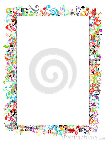 Multi Color Border With Music Signs Illustration An Additional Vector