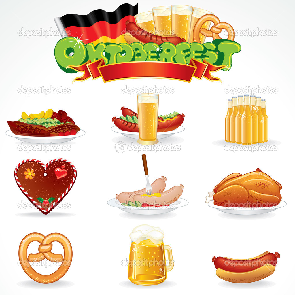 Oktoberfest Essen Und Trinken Symbole  Clipart   Stockfoto   Pilart    