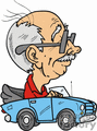 Older Man Driving His Blue Convertible