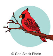 Red Bird Cardinals   Vector Illustration Of Red Bird