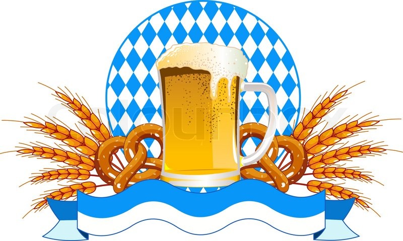 Round Oktoberfest Celebration Design Mit Bier Und Weizen Ohren   Stock