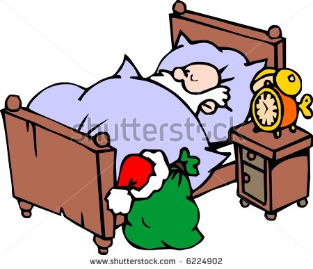 Santa Sleeping In Bed Sleeping Santa Claus   Stock Vector