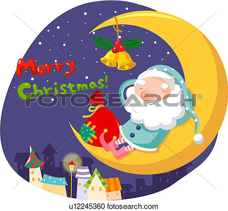 Santa Snoozing On The Moon View Large Clip Art Graphic