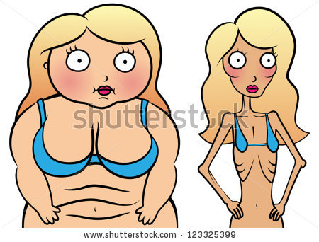 Vector Ilustraci N De Chica Con Chica Anorexia Y Sobrepeso Problema