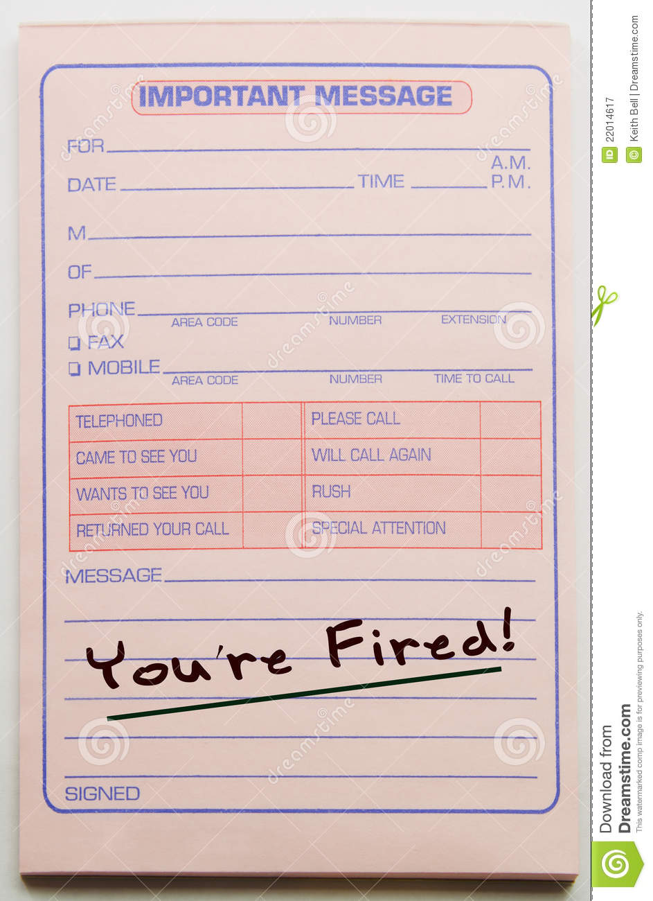 You Re Fired Message Pad Royalty Free Stock Photography   Image