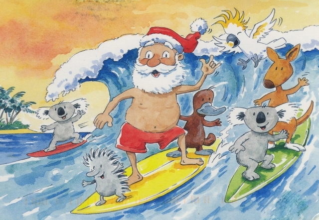 Australians And Furry Animals Always Surf At Christmas