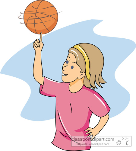 Basketball Clipart   Girl Spinning Basketball   Classroom Clipart