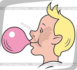 Boy With Chewing Gum   Vector Clipart