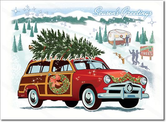 Car Visiting A Snowy Christmas Tree Farm  A Nostalgic All American