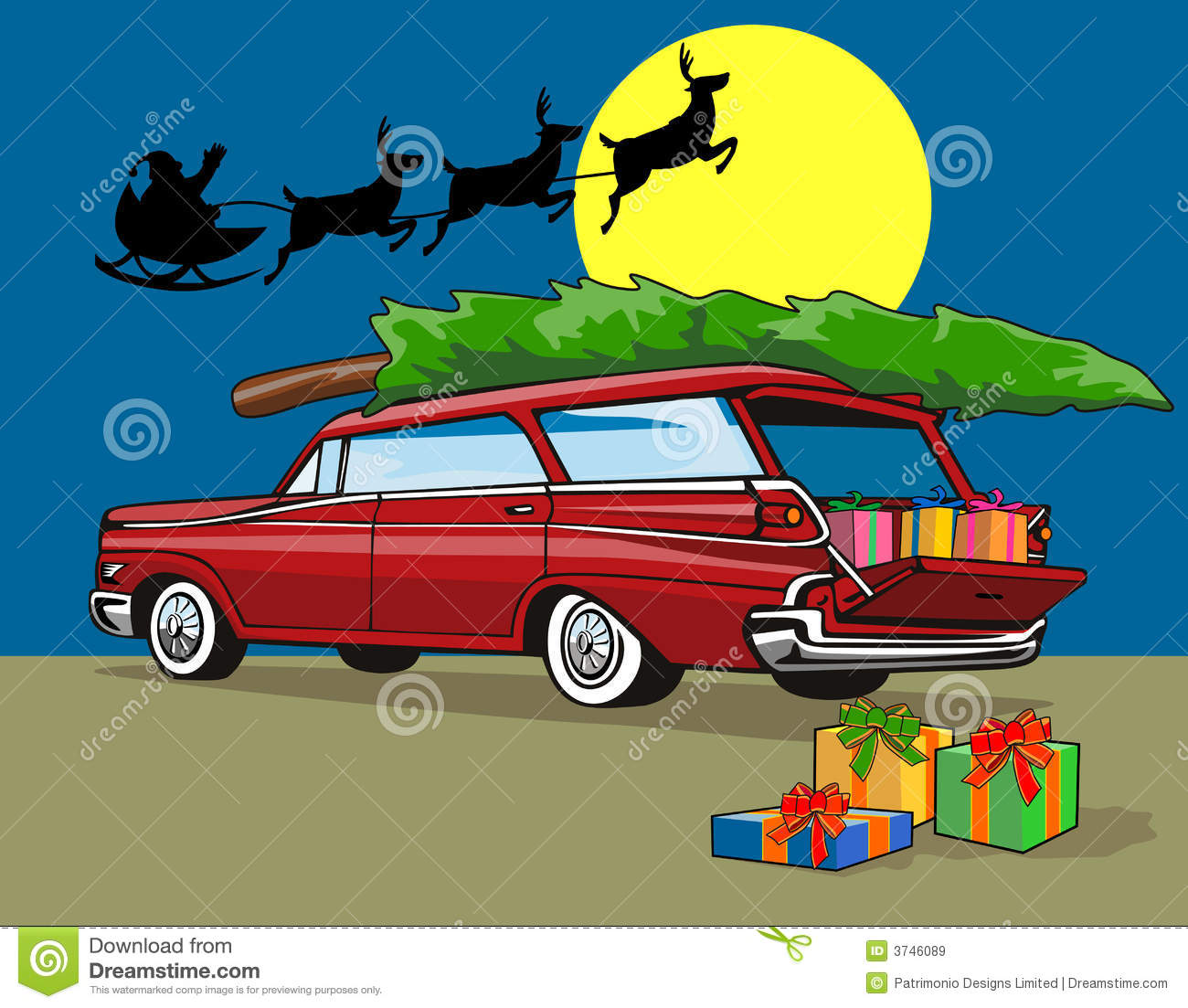 Car With Christmas Tree On Top Royalty Free Stock Images Image