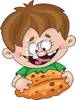 Cartoon Of A Little Boy Eating A Chocolate Chip Cookie Clipart Image