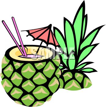 Clipart 0511 1103 2314 3467 Tropical Drink In A Half Pineapple Clipart    