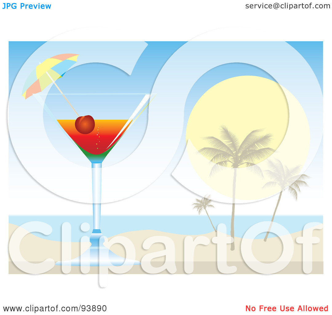 Clipart Illustration Of A Cocktail Umbrella And Cherry In A Tropical