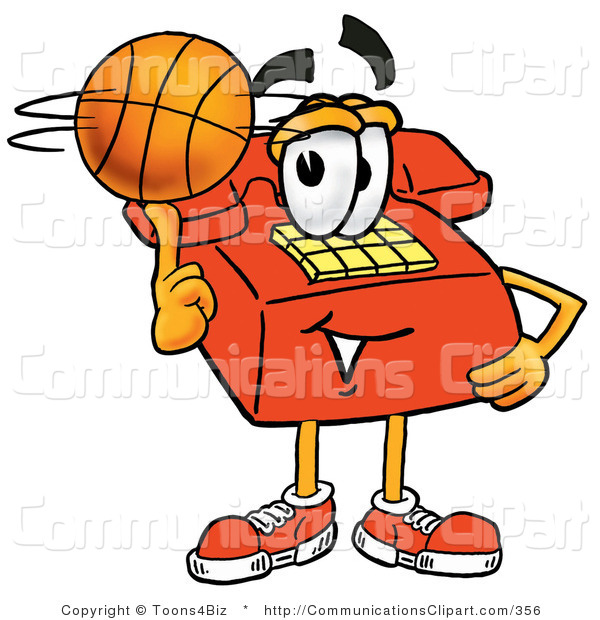 Clipart Of A Cute Red Telephone Mascot Cartoon Character Spinning