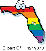 Clipart Of A Gay Rainbow State Of Florida Character Royalty Free