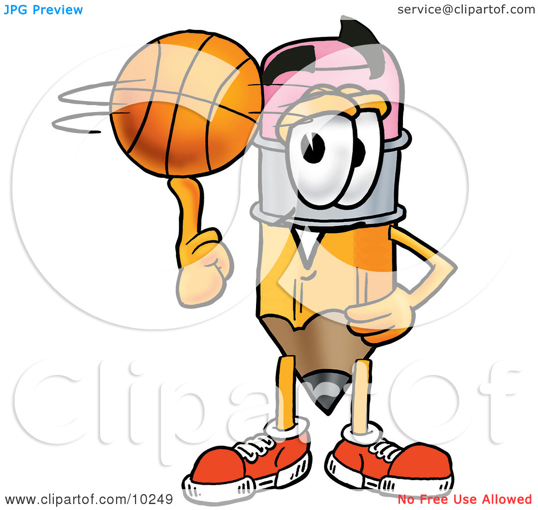 Clipart Picture Of A Pencil Mascot Cartoon Character Spinning A