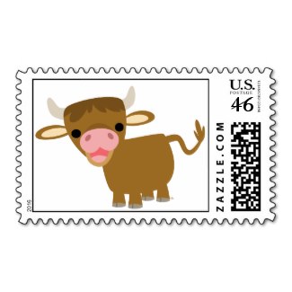 Cute Cartoon Ox Postage Stamp