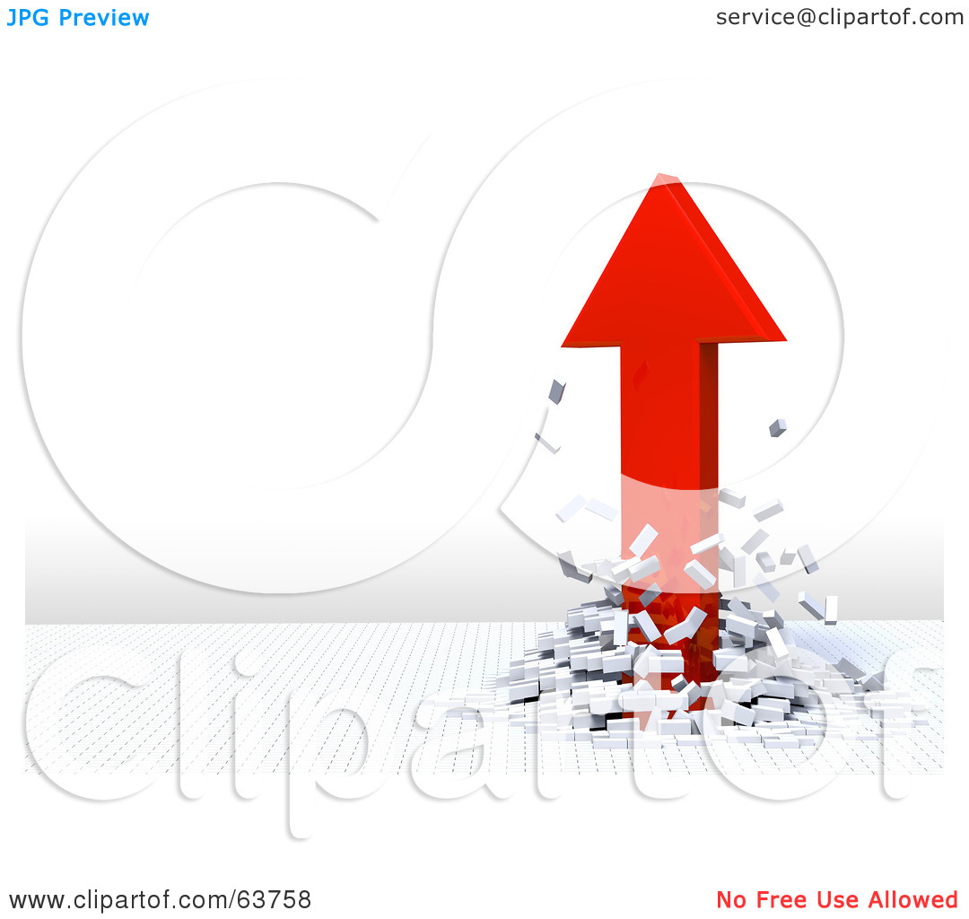 Free  Rf  Clipart Illustration Of A 3d Red Arrow Breaking Through