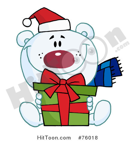 Giving Christmas Polar Bear Holding A Gift  76018