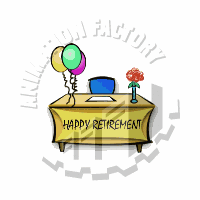 Happy Retirement Desk Banner Animated Clipart