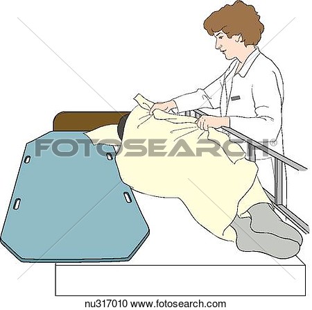 Healthcare Professional Using A Transfer Board To Move Client From Bed