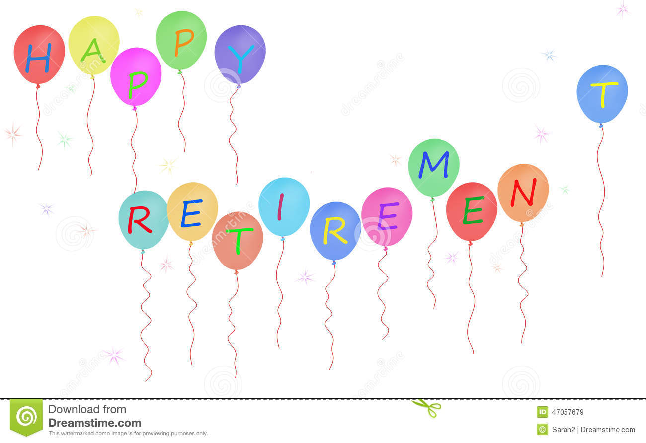 Illustration  Happy Retirement Party Balloon Banner White Background