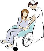 Patient In Wheelchair   Royalty Free Clip Art