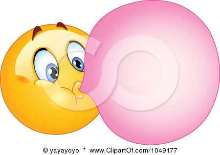 Rf Clip Art Illustration Of A Smiley Emoticon Blowing Bubble Gum Jpg