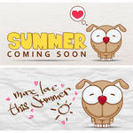 Summer Vector Card With Funny Cartoon Doggy Summer Vector Card