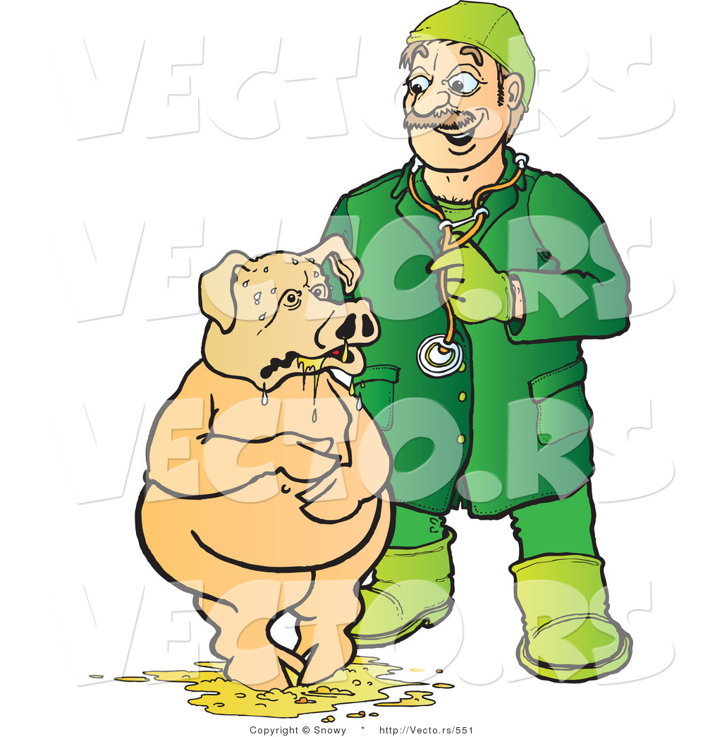 Vector Of A Veterinarian Helping Sick Pick Standing In Barf By Snowy