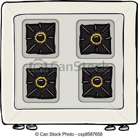 Vector Of Stove With Flames   Top View Of Stovetop With Lit Burners    