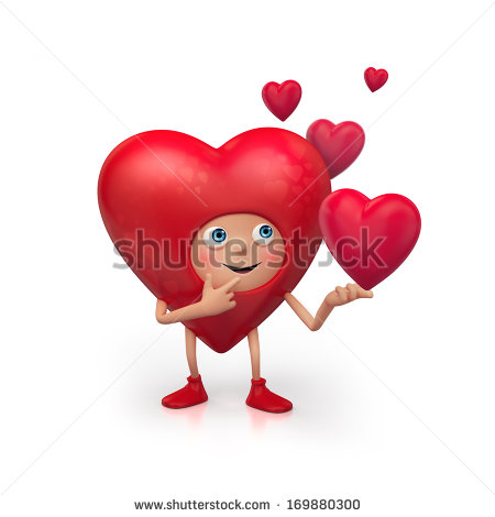 3d Cute Funny Heart Cartoon Character Making Choice Valentines Day    