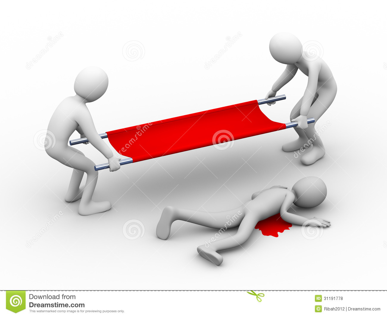3d People With Stretcher   Injured Person Royalty Free Stock Photos