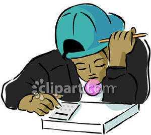     American Boy Doing Math Homework   Royalty Free Clipart Picture