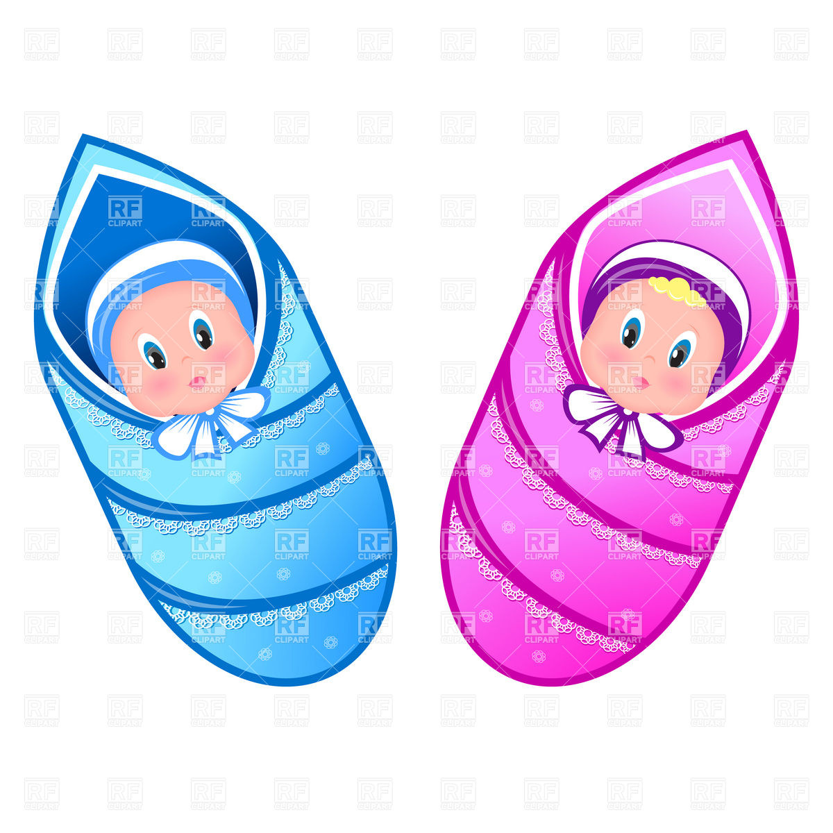 Baby Boy And Girl In Swaddling Clothes 8136 People Download Royalty    