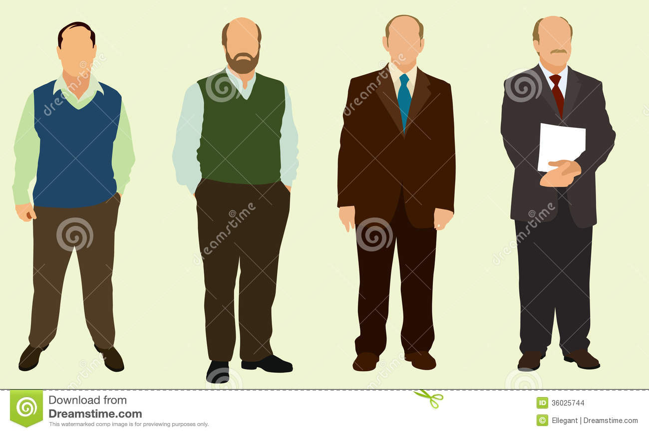 Bald Business Men Wearing Suits And Business Casual Clothing 