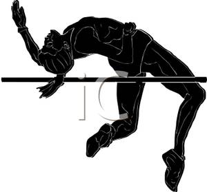 Black Silhouette Of A Female Athlete Clearing The High Bar Jump