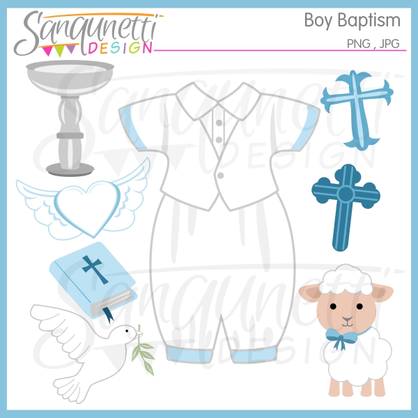 Boy Baptism Clipart Set