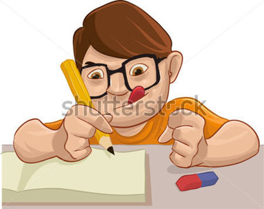 Boy Doing His Homework Too Much Concentrated Stock Vector Clipart Me    