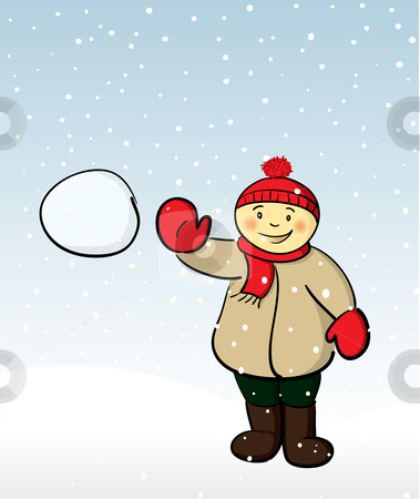 Boy Throwing Snowball Stock Vector Clipart Boy Tossing A Snowball    