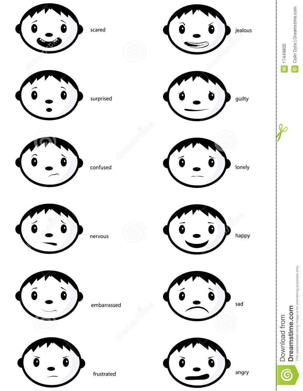 Cartoon Faces Depicting Various Emotions Great For Teaching Kids  A