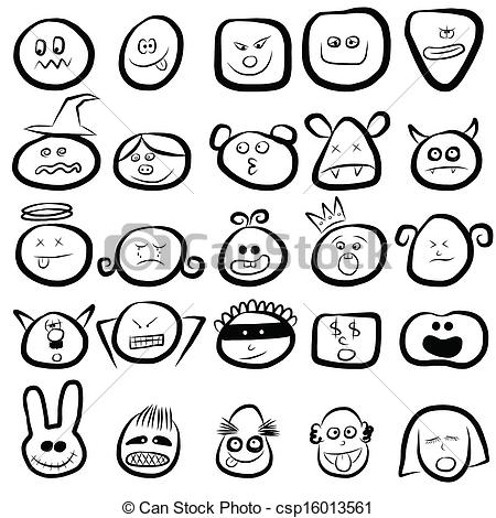 Clip Art Vector Of Emotion Faces Icon Set Csp16013561   Search Clipart
