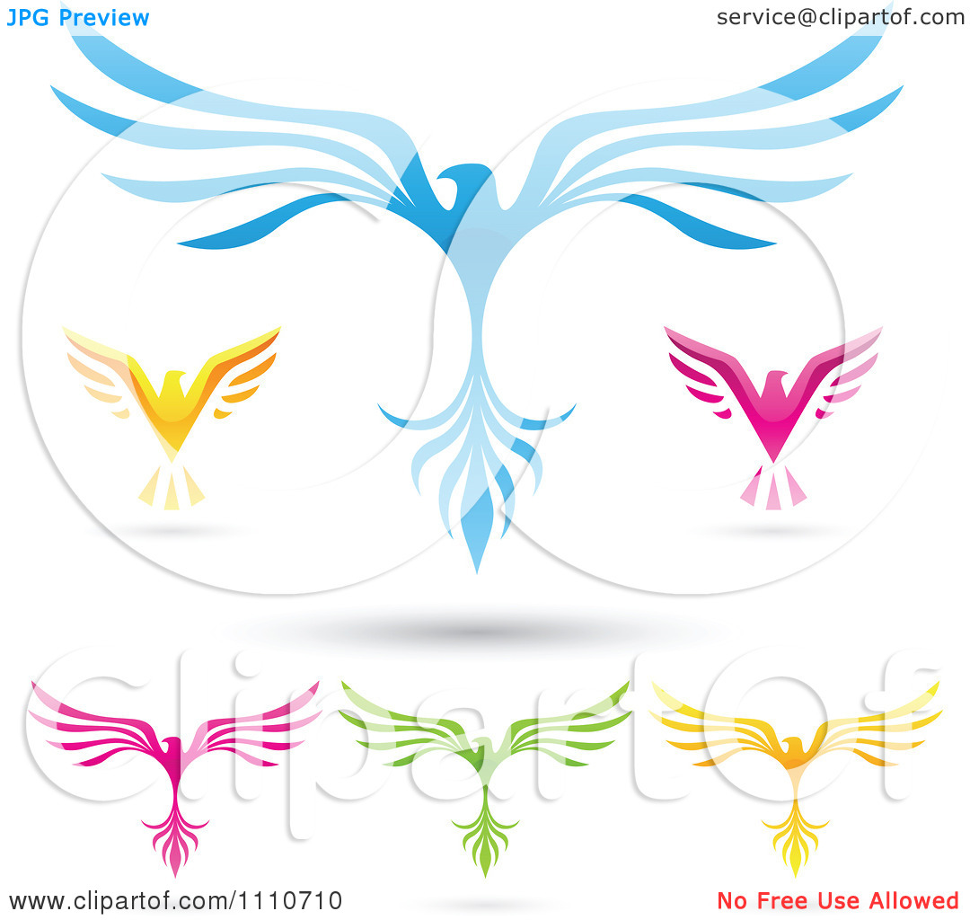 Clipart Colorful Eagles With Spread Wings   Royalty Free Vector