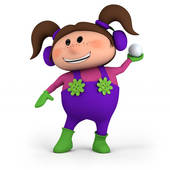 Girl Throwing Snowball   Clipart Graphic