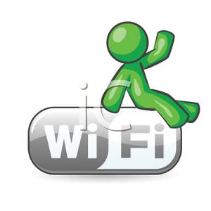 Man Advertising Wireless Internet   Royalty Free Clipart Picture