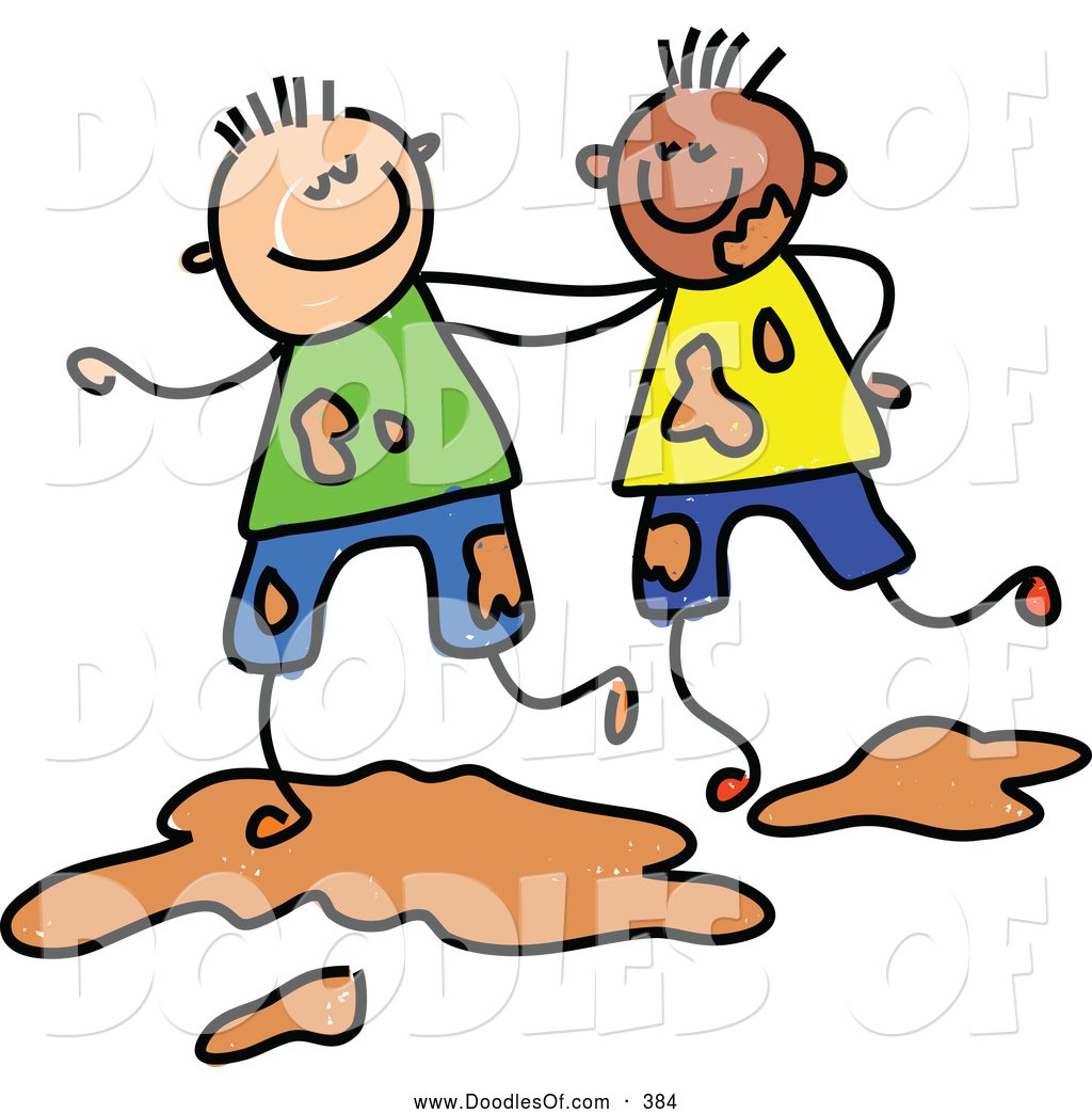 Mud Clipart Vector Clipart Of A Childs Sketch Of Two Smiling Boys