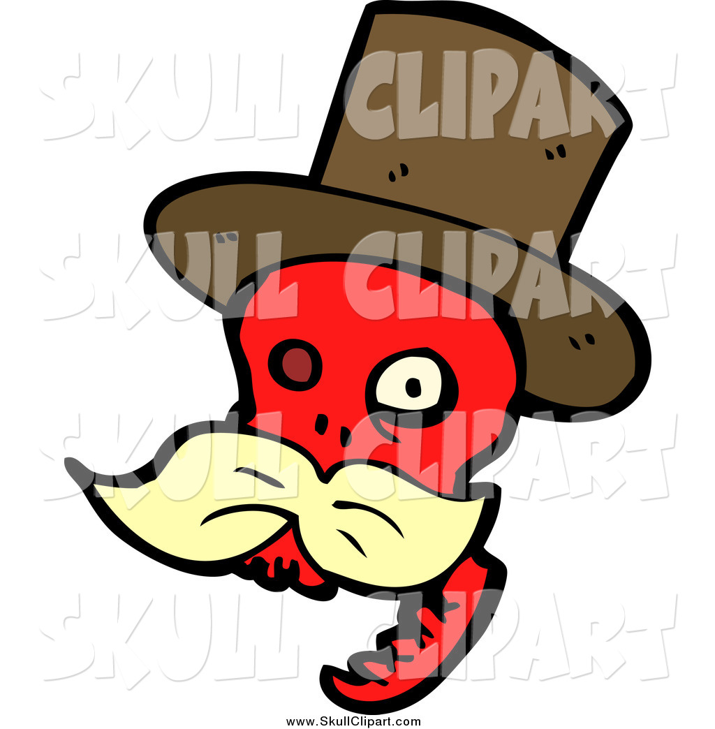 Of A Red Skull With A Blond Mustache And Top Hat By Lineartestpilot