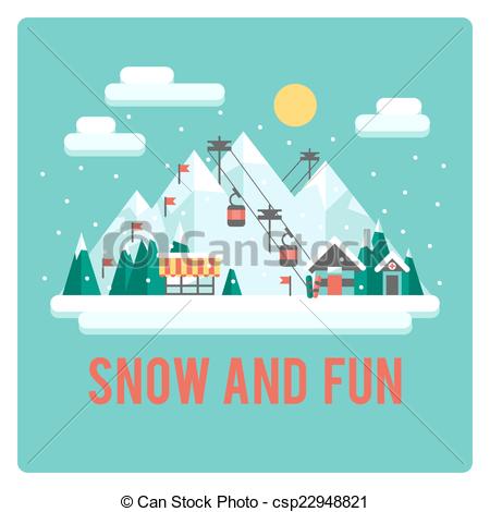 Of Ski Resort In Mountains Winter Time Snow And Fun   Ski