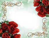 Red Roses Border Wedding Invitation